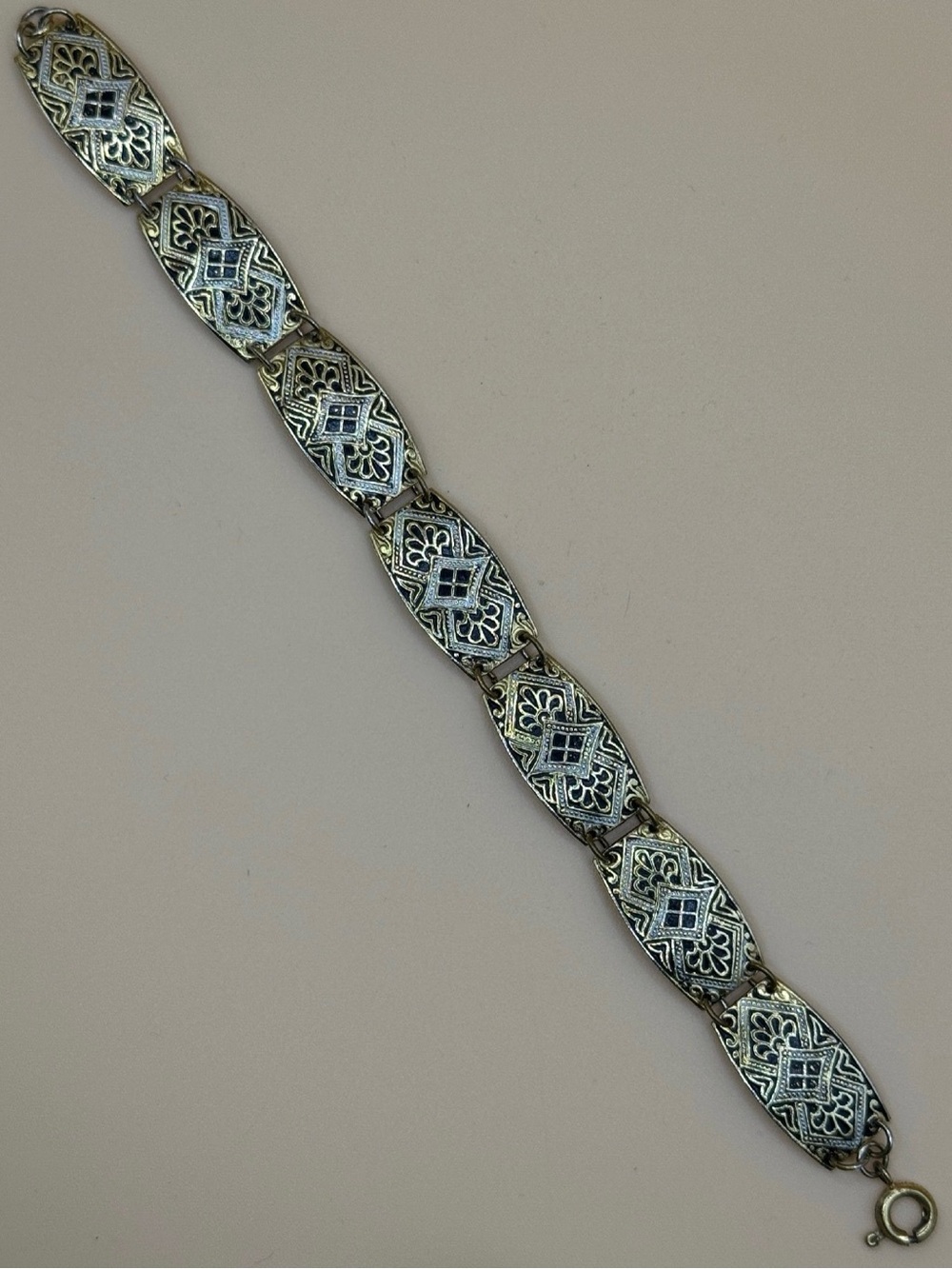 Deco Dusk Bracelet — Vintage Art Deco Stamped Metal